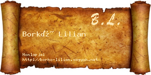 Borkó Lilian névjegykártya